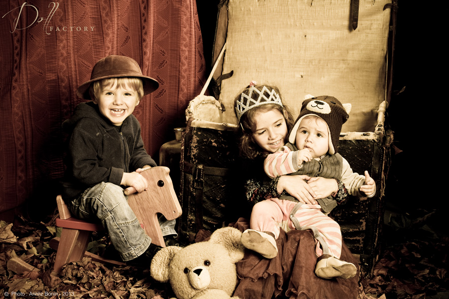Jutine, Germain et leur petit frère Valentin.